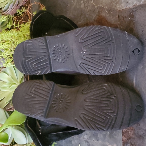 UGG Australia JANNIKA Suede Sheepskin Cuffable Black Bootie - Picture 9 of 12